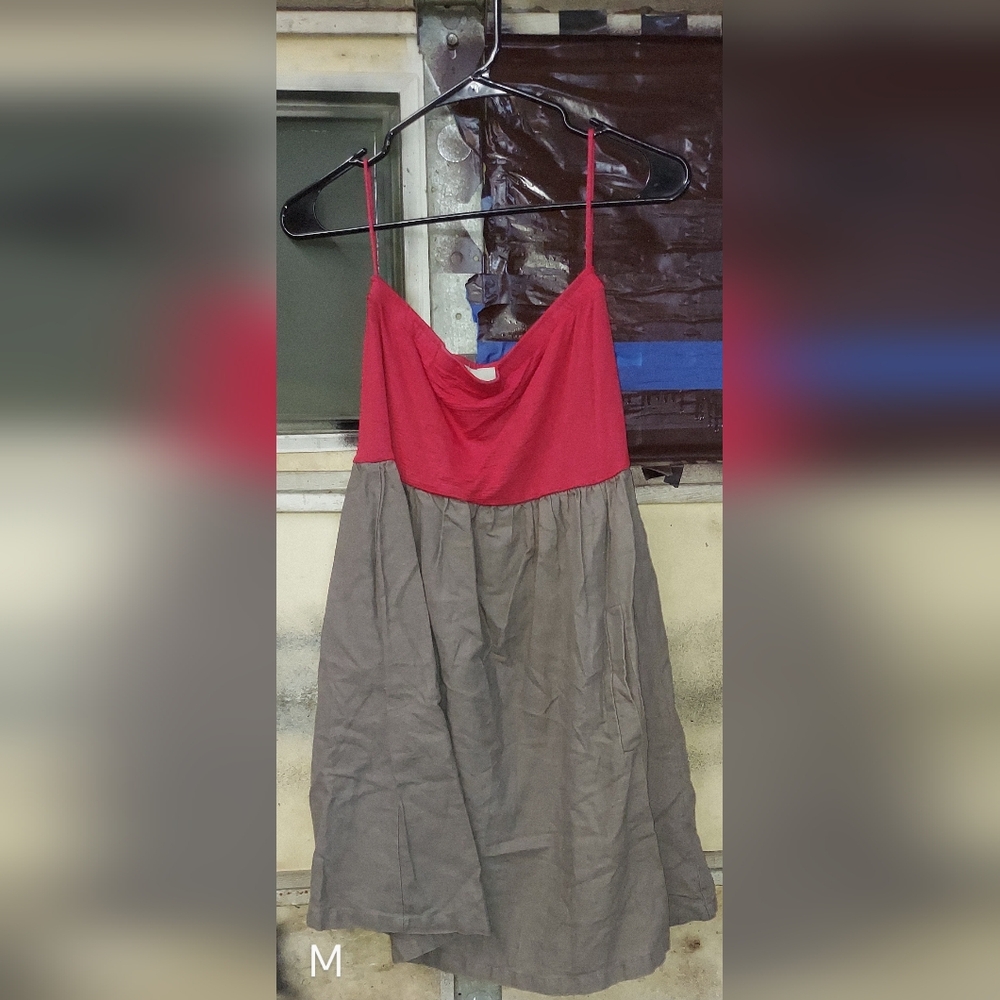 Red and Brown Strapless Dress